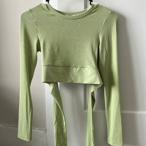 Verge Girl Cropped Green Top with Open Back Small NWT
